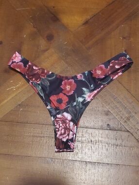 Zaful Black Floral High-Cut Bikini Bottom